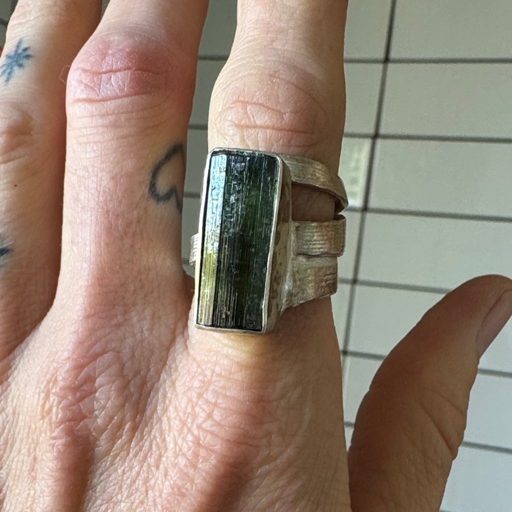 Silver Ring with Green Gemstone